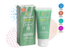 Soleo Organics natural everyday extralite coconut scented sunscreen with symbols and background
