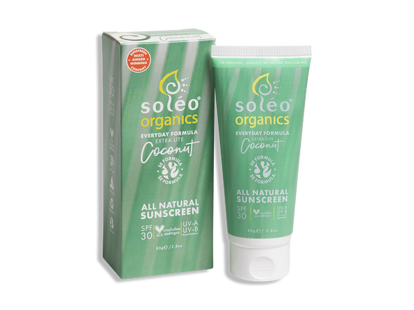 Soleo Organics everyday extralite coconut scented sunscreen