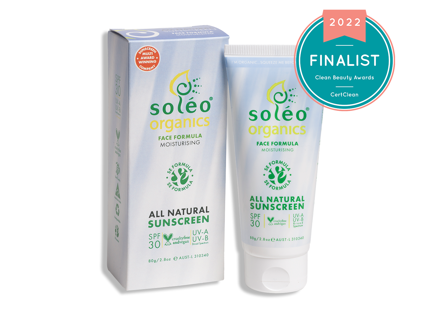 Soleo Organics natural face moisturising sunscreen